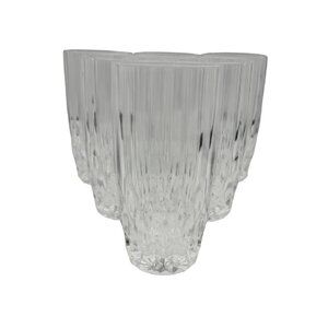 Six Crystal Tumblers Elegant Ribbed Design Clear Glassware Set Durable & Stylish